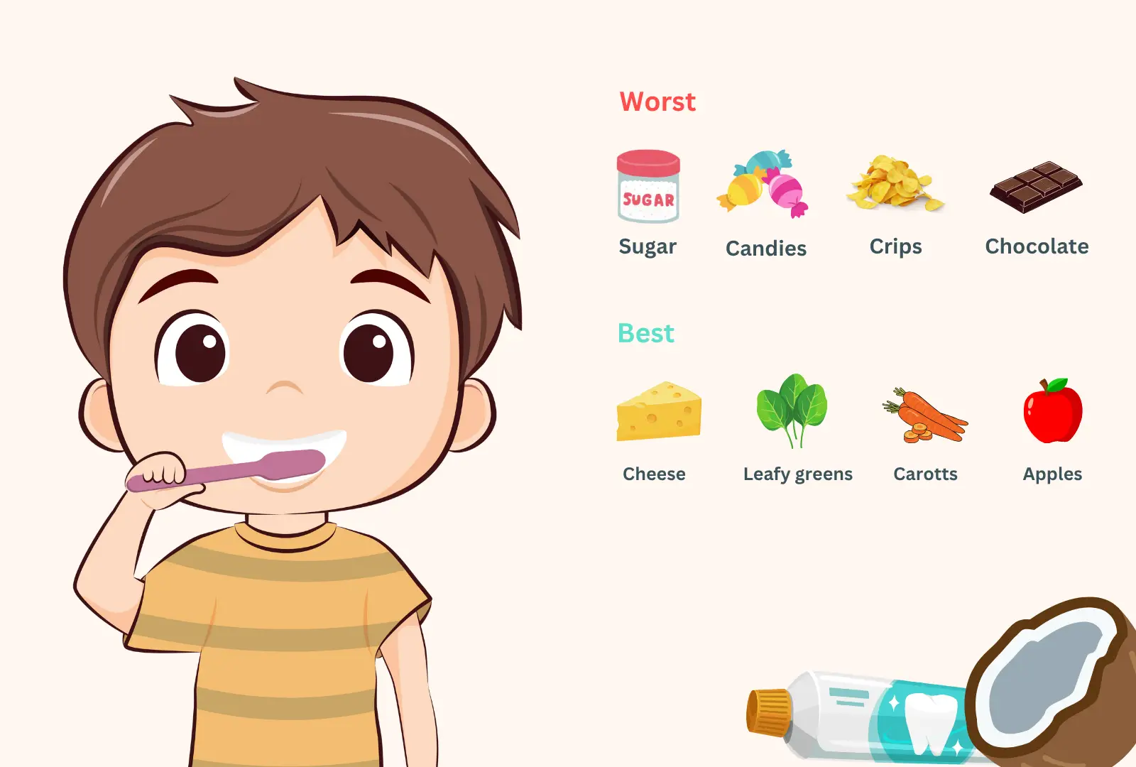 Foods that promote healthy teeth and help reverse cavities in baby teeth