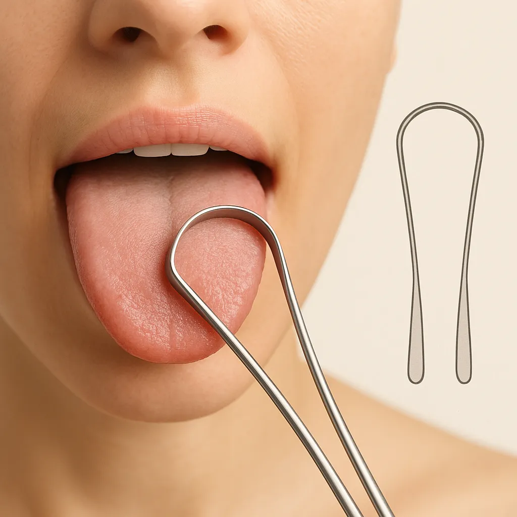 Simple tongue scraping for better oral hygiene - enhancing breath and removing bacteria naturally
